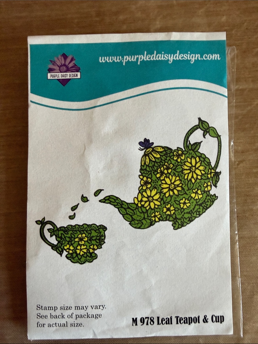 Purple Daisy Design Leaf Teapot & Cup Stamp set